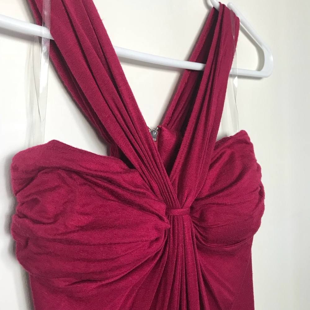 Cross strap burgundy shirt